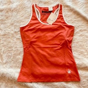 Boast NWT racer back tennis top iconic boast logo coral and white size Small